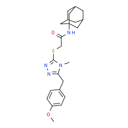 ChemSpider 2D Image | N-(Adamantan-1-yl)-2-{[5-(4-methoxybenzyl)-4-methyl-4H-1,2,4-triazol-3-yl]sulfanyl}acetamide | C23H30N4O2S