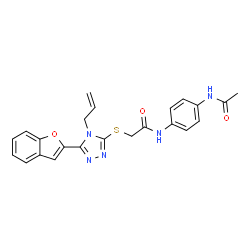 ChemSpider 2D Image | N-(4-Acetamidophenyl)-2-{[4-allyl-5-(1-benzofuran-2-yl)-4H-1,2,4-triazol-3-yl]sulfanyl}acetamide | C23H21N5O3S