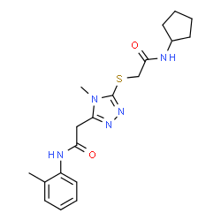 ChemSpider 2D Image | 2-(5-{[2-(Cyclopentylamino)-2-oxoethyl]sulfanyl}-4-methyl-4H-1,2,4-triazol-3-yl)-N-(2-methylphenyl)acetamide | C19H25N5O2S