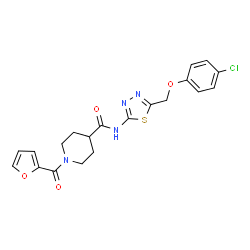ChemSpider 2D Image | N-{5-[(4-Chlorophenoxy)methyl]-1,3,4-thiadiazol-2-yl}-1-(2-furoyl)-4-piperidinecarboxamide | C20H19ClN4O4S