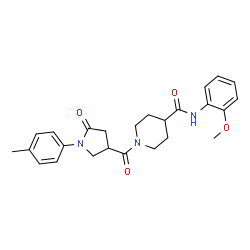 ChemSpider 2D Image | N-(2-Methoxyphenyl)-1-{[1-(4-methylphenyl)-5-oxo-3-pyrrolidinyl]carbonyl}-4-piperidinecarboxamide | C25H29N3O4