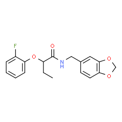 ChemSpider 2D Image | N-(1,3-Benzodioxol-5-ylmethyl)-2-(2-fluorophenoxy)butanamide | C18H18FNO4