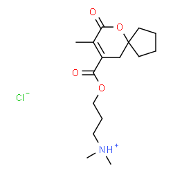 ChemSpider 2D Image | N,N-Dimethyl-3-{[(8-methyl-7-oxo-6-oxaspiro[4.5]dec-8-en-9-yl)carbonyl]oxy}-1-propanaminium chloride | C16H26ClNO4