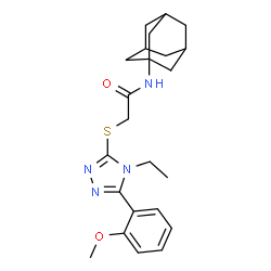 ChemSpider 2D Image | N-(Adamantan-1-yl)-2-{[4-ethyl-5-(2-methoxyphenyl)-4H-1,2,4-triazol-3-yl]sulfanyl}acetamide | C23H30N4O2S