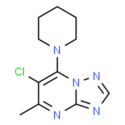 ChemSpider 2D Image | 6-Chloro-5-methyl-7-(1-piperidinyl)[1,2,4]triazolo[1,5-a]pyrimidine | C11H14ClN5