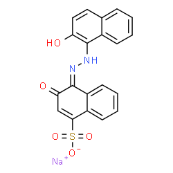 ChemSpider 2D Image | Sodium (4E)-4-[(2-hydroxy-1-naphthyl)hydrazono]-3-oxo-3,4-dihydro-1-naphthalenesulfonate | C20H13N2NaO5S