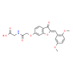 ChemSpider 2D Image | N-({[(2Z)-2-(2,5-Dimethoxybenzylidene)-3-oxo-2,3-dihydro-1-benzofuran-6-yl]oxy}acetyl)glycine | C21H19NO8