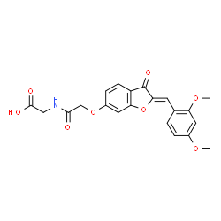 ChemSpider 2D Image | N-({[(2Z)-2-(2,4-Dimethoxybenzylidene)-3-oxo-2,3-dihydro-1-benzofuran-6-yl]oxy}acetyl)glycine | C21H19NO8