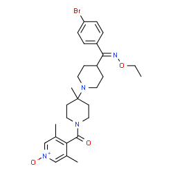 ChemSpider 2D Image | {4-[(E)-(4-Bromophenyl)(ethoxyimino)methyl]-4'-methyl-1,4'-bipiperidin-1'-yl}(3,5-dimethyl-1-oxido-4-pyridinyl)methanone | C28H37BrN4O3
