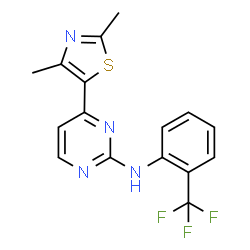 ChemSpider 2D Image | 4-(2,4-Dimethyl-1,3-thiazol-5-yl)-N-[2-(trifluoromethyl)phenyl]-2-pyrimidinamine | C16H13F3N4S