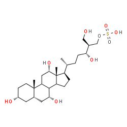 ChemSpider 2D Image | (3alpha,5beta,7alpha,8xi,9xi,12alpha,14xi,24R,25S)-3,7,12,24,26-Pentahydroxycholestan-27-yl hydrogen sulfate | C27H48O9S