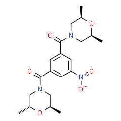 ChemSpider 2D Image | [(2R,6R)-2,6-Dimethyl-4-morpholinyl](3-{[(2R,6S)-2,6-dimethyl-4-morpholinyl]carbonyl}-5-nitrophenyl)methanone | C20H27N3O6