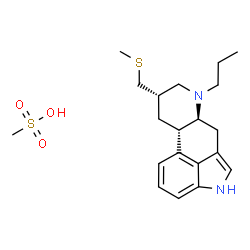 ChemSpider 2D Image | (5alpha,8alpha,10beta)-8-[(Methylsulfanyl)methyl]-6-propylergoline methanesulfonate (1:1) | C20H30N2O3S2
