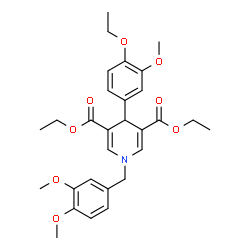 ChemSpider 2D Image | Diethyl 1-(3,4-dimethoxybenzyl)-4-(4-ethoxy-3-methoxyphenyl)-1,4-dihydro-3,5-pyridinedicarboxylate | C29H35NO8