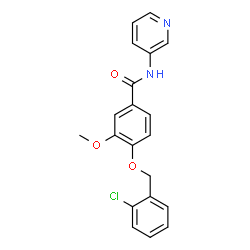 ChemSpider 2D Image | 4-[(2-Chlorobenzyl)oxy]-3-methoxy-N-(3-pyridinyl)benzamide  | C20H17ClN2O3