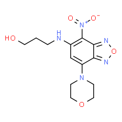 ChemSpider 2D Image | 3-{[7-(4-Morpholinyl)-4-nitro-2,1,3-benzoxadiazol-5-yl]amino}-1-propanol | C13H17N5O5