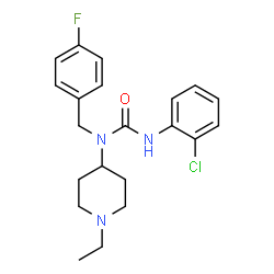 ChemSpider 2D Image | 3-(2-Chlorophenyl)-1-(1-ethyl-4-piperidinyl)-1-(4-fluorobenzyl)urea | C21H25ClFN3O
