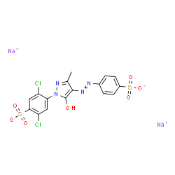 ChemSpider 2D Image | Disodium 2,5-dichloro-4-{5-hydroxy-3-methyl-4-[(4-sulfonatophenyl)diazenyl]-1H-pyrazol-1-yl}benzenesulfonate | C16H10Cl2N4Na2O7S2