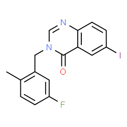 ChemSpider 2D Image | 3-(5-Fluoro-2-methylbenzyl)-6-iodo-4(3H)-quinazolinone | C16H12FIN2O