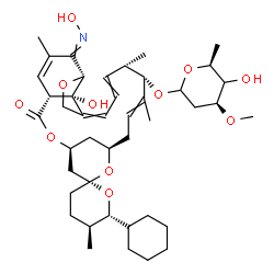 ChemSpider 2D Image | (1'R,2R,4'S,5S,6S,8'R,12'S,13'S,20'R,24'S)-6-Cyclohexyl-24'-hydroxy-21'-(hydroxyimino)-5,11',13',22'-tetramethyl-2'-oxo-3,4,5,6-tetrahydrospiro[pyran-2,6'-[3,7,19]trioxatetracyclo[15.6.1.1~4,8~.0~20,2
4~]pentacosa[10,14,16,22]tetraen]-12'-yl (4xi)-2,6-dideoxy-3-O-methyl-L-threo-hexopyranoside | C43H63NO11