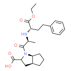 ChemSpider 2D Image | (3aS,6aS)-1-[(2S)-2-{[(2S)-1-Ethoxy-1-oxo-4-phenyl-2-butanyl]amino}propanoyl]octahydrocyclopenta[b]pyrrole-2-carboxylic acid | C23H32N2O5