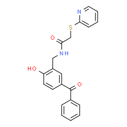 ChemSpider 2D Image | N-(5-Benzoyl-2-hydroxybenzyl)-2-(2-pyridinylsulfanyl)acetamide | C21H18N2O3S