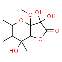 ChemSpider 2D Image | 3,3,7-Trihydroxy-3a-methoxy-5,6,7-trimethylhexahydro-2H-furo[3,2-b]pyran-2-one | C11H18O7