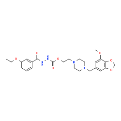 ChemSpider 2D Image | 2-{4-[(7-Methoxy-1,3-benzodioxol-5-yl)methyl]-1-piperazinyl}ethyl 2-(3-ethoxybenzoyl)hydrazinecarboxylate | C25H32N4O7