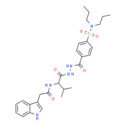 ChemSpider 2D Image | N-(1-{2-[4-(Dipropylsulfamoyl)benzoyl]hydrazino}-3-methyl-1-oxo-2-butanyl)-2-(1H-indol-3-yl)acetamide | C28H37N5O5S