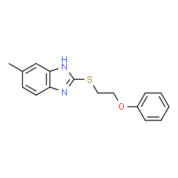 ChemSpider 2D Image | 1H-benzimidazole, 5-methyl-2-[(2-phenoxyethyl)thio]- | C16H16N2OS