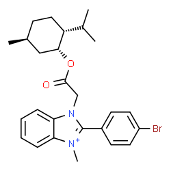ChemSpider 2D Image | 2-(4-Bromophenyl)-1-(2-{[(1R,2R,5S)-2-isopropyl-5-methylcyclohexyl]oxy}-2-oxoethyl)-3-methyl-1H-benzimidazol-3-ium | C26H32BrN2O2