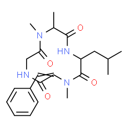 ChemSpider 2D Image | 12-Benzylidene-3-isobutyl-1,6,7-trimethyl-1,4,7,10-tetraazacyclododecane-2,5,8,11-tetrone | C22H30N4O4