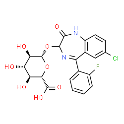 ChemSpider 2D Image | 3-HYDROXY-N-DESALKYL-2-OXOQUAZEPAM GLUCURONIDE | C21H18ClFN2O8