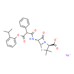 ChemSpider 2D Image | SODIUM 6-(2-PHENYL-2-(2-ISOPROPYLPHENOXYCARBONYL))ACETAMIDOPENICILLANATE | C26H27N2NaO6S