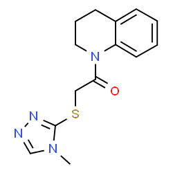 ChemSpider 2D Image | 1-(3,4-Dihydro-1(2H)-quinolinyl)-2-[(4-methyl-4H-1,2,4-triazol-3-yl)sulfanyl]ethanone | C14H16N4OS