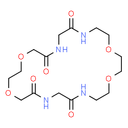 ChemSpider 2D Image | 1,4,13,16-Tetraoxa-7,10,19,22-tetraazacyclotetracosane-6,9,20,23-tetrone | C16H28N4O8