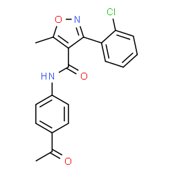 ChemSpider 2D Image | N-(4-Acetylphenyl)-3-(2-chlorophenyl)-5-methyl-1,2-oxazole-4-carboxamide | C19H15ClN2O3