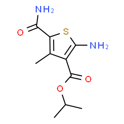 ChemSpider 2D Image | Isopropyl 2-amino-5-carbamoyl-4-methyl-3-thiophenecarboxylate | C10H14N2O3S