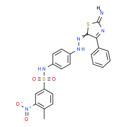 ChemSpider 2D Image | N-(4-{2-[(2Z)-2-Imino-4-phenyl-1,3-thiazol-5(2H)-ylidene]hydrazino}phenyl)-4-methyl-3-nitrobenzenesulfonamide | C22H18N6O4S2