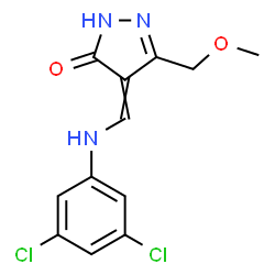 ChemSpider 2D Image | 4-{[(3,5-Dichlorophenyl)amino]methylene}-5-(methoxymethyl)-2,4-dihydro-3H-pyrazol-3-one | C12H11Cl2N3O2