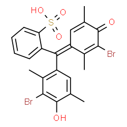 ChemSpider 2D Image | 2-[(E)-(3-Bromo-2,5-dimethyl-4-oxo-2,5-cyclohexadien-1-ylidene)(3-bromo-4-hydroxy-2,5-dimethylphenyl)methyl]benzenesulfonic acid | C23H20Br2O5S