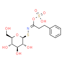 ChemSpider 2D Image | 1-S-{(E)-[3-Phenyl-1-(sulfooxy)propylidene]amino}-1-thio-beta-D-glucopyranose | C15H21NO9S2