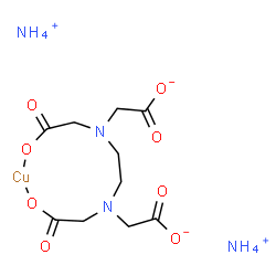ChemSpider 2D Image | Diammonium [2,2',2'',2'''-(1,2-ethanediyldinitrilo)tetraacetato-kappaO(4-)]cuprate(2-) | C10H20CuN4O8