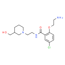ChemSpider 2D Image | 2-(2-Aminoethoxy)-5-chloro-N-{2-[3-(hydroxymethyl)-1-piperidinyl]ethyl}benzamide | C17H26ClN3O3