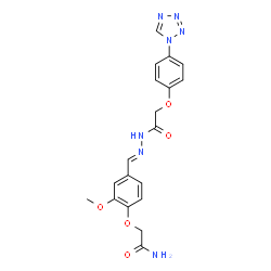 ChemSpider 2D Image | 2-{2-Methoxy-4-[(E)-({[4-(1H-tetrazol-1-yl)phenoxy]acetyl}hydrazono)methyl]phenoxy}acetamide | C19H19N7O5