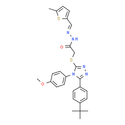ChemSpider 2D Image | 2-{[5-(4-tert-Butylphenyl)-4-(4-methoxyphenyl)-4H-1,2,4-triazol-3-yl]sulfanyl}-N'-[(E)-(5-methyl-2-thienyl)methylene]acetohydrazide | C27H29N5O2S2