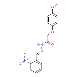 ChemSpider 2D Image | 2-(4-Methoxyphenoxy)-N'-[(E)-(2-nitrophenyl)methylene]acetohydrazide | C16H15N3O5
