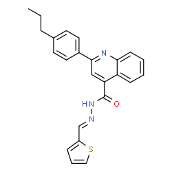 ChemSpider 2D Image | 2-(4-Propylphenyl)-N'-[(E)-2-thienylmethylene]-4-quinolinecarbohydrazide | C24H21N3OS