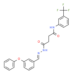 ChemSpider 2D Image | 4-Oxo-4-[(2E)-2-(3-phenoxybenzylidene)hydrazino]-N-[3-(trifluoromethyl)phenyl]butanamide | C24H20F3N3O3