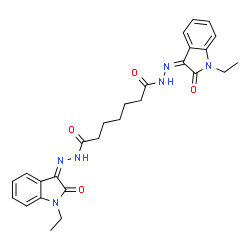 ChemSpider 2D Image | N'~1~,N'~7~-Bis[(3Z)-1-ethyl-2-oxo-1,2-dihydro-3H-indol-3-ylidene]heptanedihydrazide | C27H30N6O4